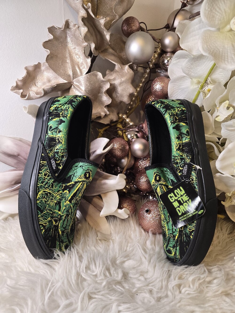 Vans-Classic Slip-On Halloween 'Reaper Green womens Shoes size8 new
